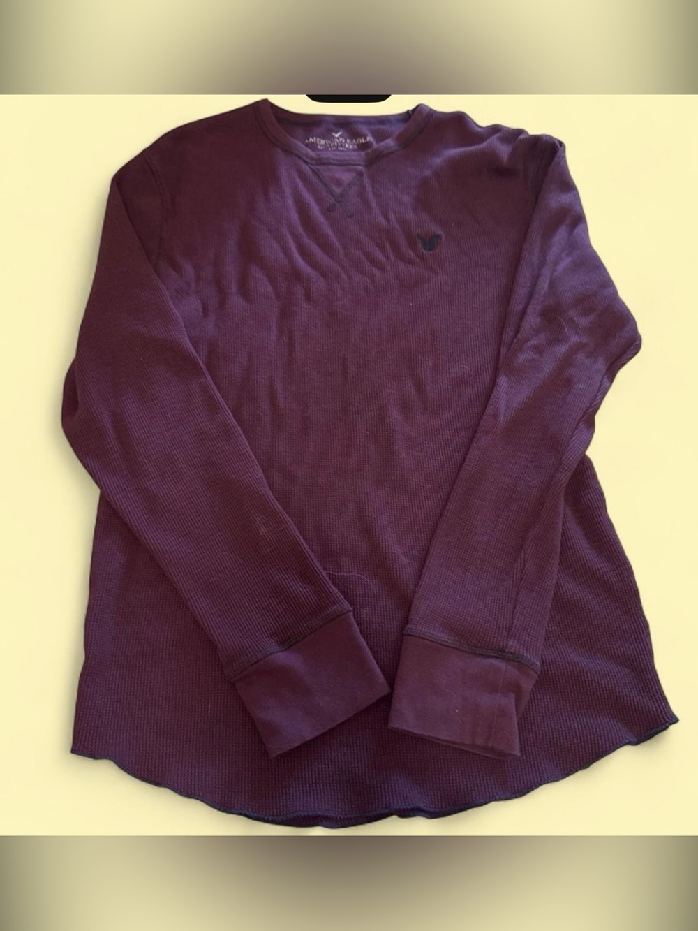 American Eagle Outfitters Men’s Burgundy Waffle Knit Crewneck Sweater